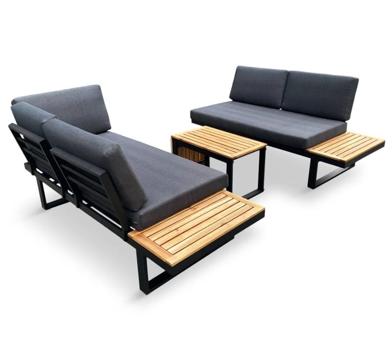 Monte Carlo utegrupp modulsoffa med bord - Svart/grå - Trädgård & spabad - Utemiljö - Altan & terrass - Altanmöbler