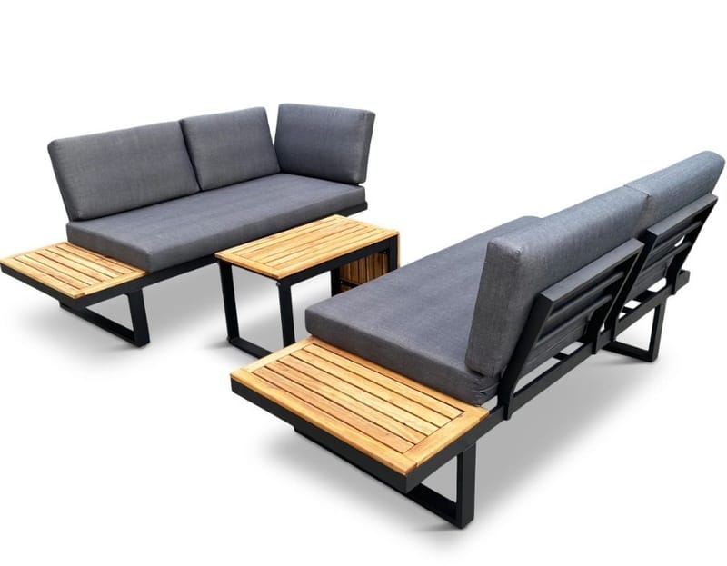 Monte Carlo utegrupp modulsoffa med bord - Svart/grå - Trädgård & spabad - Utemiljö - Altan & terrass - Altanmöbler