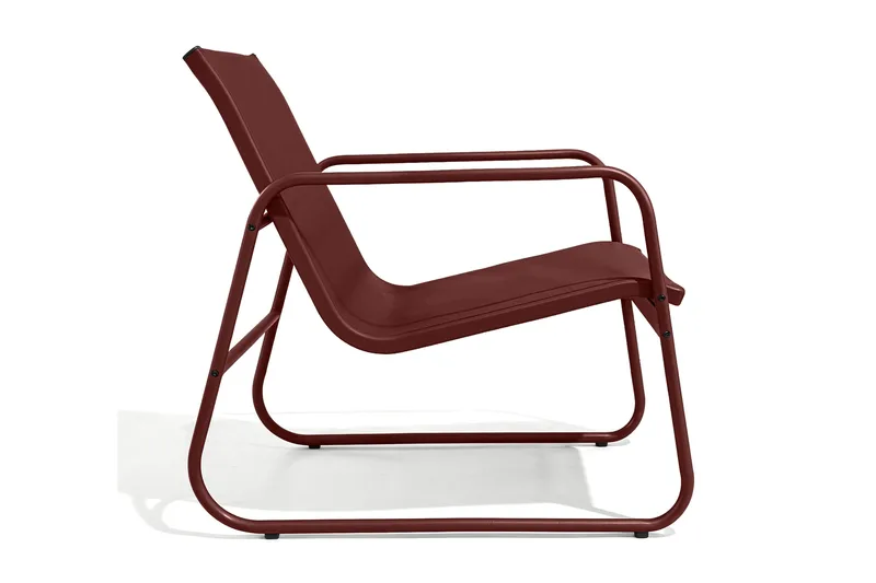 Pelanda Loungegrupp  - Soffa och 2 fåtöljer i stål soffbord med frostad glasskiva - Röd - Trädgård & spabad - Utemiljö - Altan & terrass - Altanmöbler