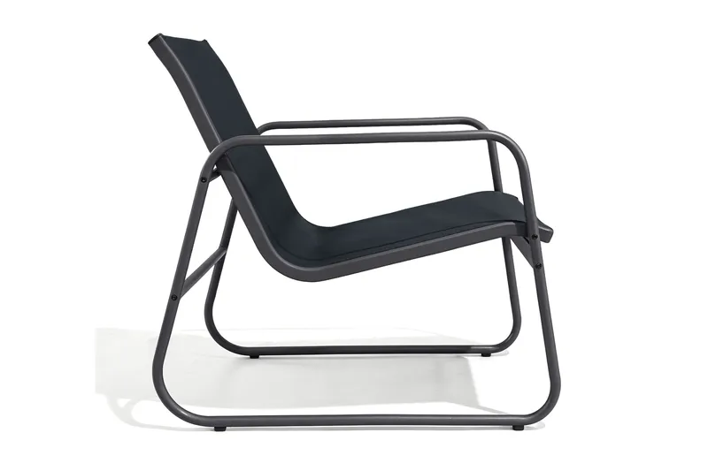 Pelanda Loungegrupp  - Soffa och 2 fåtöljer i stål soffbord med frostad glasskiva - Svart - Trädgård & spabad - Utemiljö - Altan & terrass - Altanmöbler