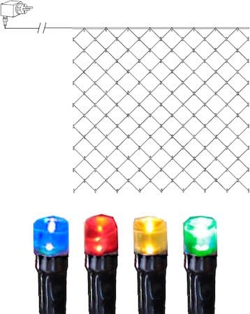 Serie LED Ljusnät Jul Utomhus 3x3 m 180 Flerfärgade Ljus - Svart - Trädgård & spabad - Utemiljö - Altan & terrass - Altanbelysning