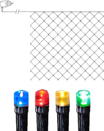 Serie LED Ljusnät Jul Utomhus 3x3 m 180 Flerfärgade Ljus, Svart