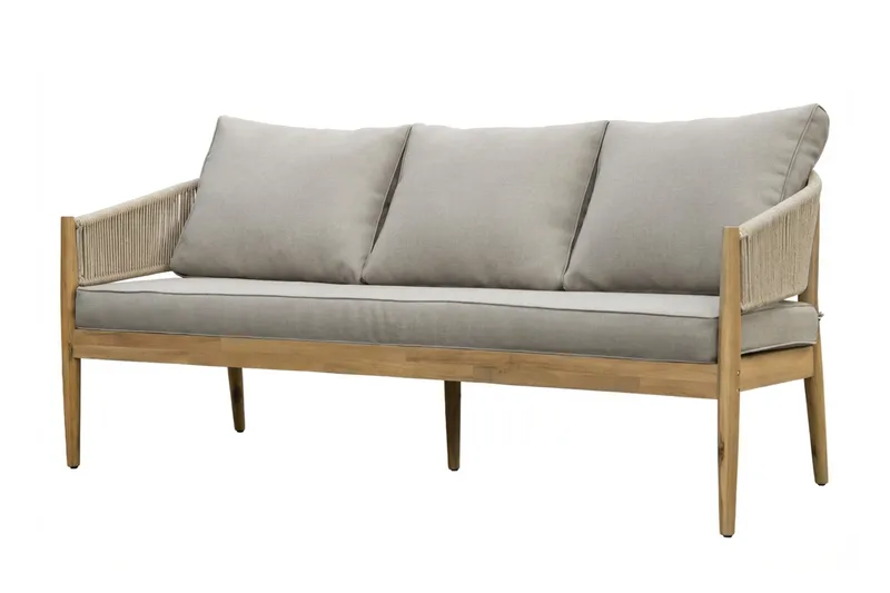 Siana 4-sits Loungegrupp i trä utseende med repdetaljer - Natur / Beige - Trädgård & spabad - Utemiljö - Altan & terrass - Altanmöbler