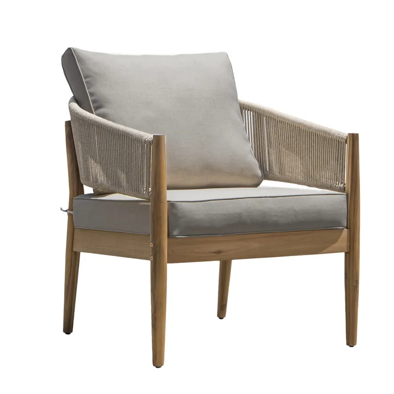 Siana 4-sits Loungegrupp i trä utseende med repdetaljer - Natur / Beige - Trädgård & spabad - Utemiljö - Altan & terrass - Altanmöbler