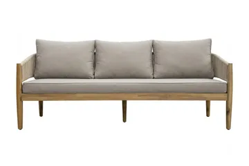 Siana 4-sits Loungegrupp i trä utseende med repdetaljer - Natur / Beige - Utemöbler - Loungemöbler - Soffgrupp utomhus