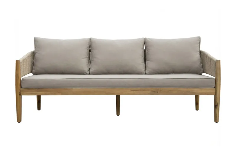 Siana 4-sits Loungegrupp i trä utseende med repdetaljer - Natur / Beige - Trädgård & spabad - Utemiljö - Altan & terrass - Altanmöbler