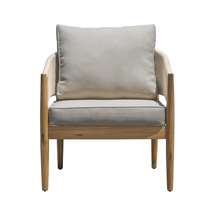 Siana 4-sits Loungegrupp i trä utseende med repdetaljer - Natur / Beige - Trädgård & spabad - Utemiljö - Altan & terrass - Altanmöbler