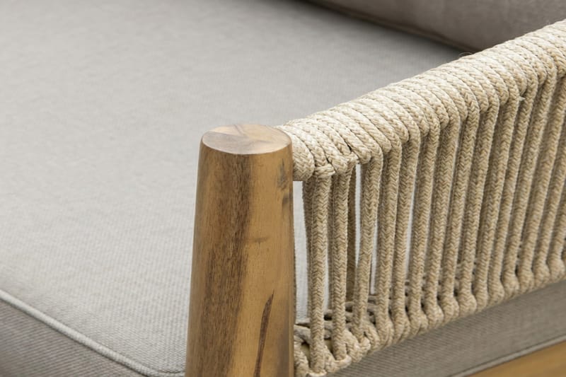 Siana 5-sits Loungegrupp i trä utseende med repdetaljer - Natur / Beige - Trädgård & spabad - Utemiljö - Altan & terrass - Altanmöbler