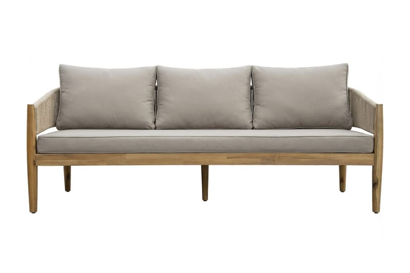 Siana 5-sits Loungegrupp i trä utseende med repdetaljer - Natur / Beige - Trädgård & spabad - Utemiljö - Altan & terrass - Altanmöbler