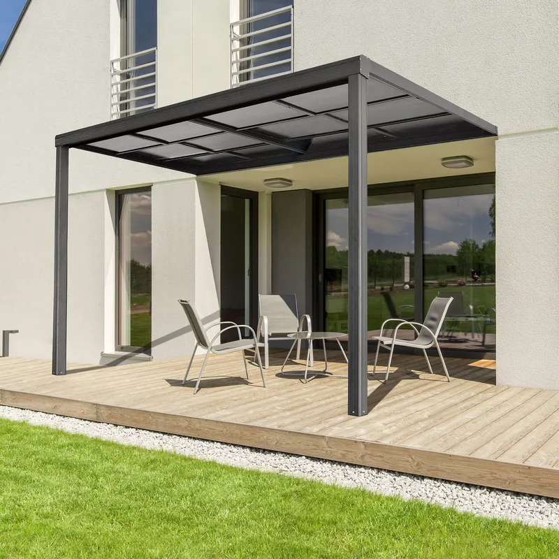 Slide roof veranda 3,9 x 3m | Skjutbart altantak | Kanalplast / Aluminium - Antracit - Trädgård & spabad - Utemiljö - Altan & terrass - Inglasad altan