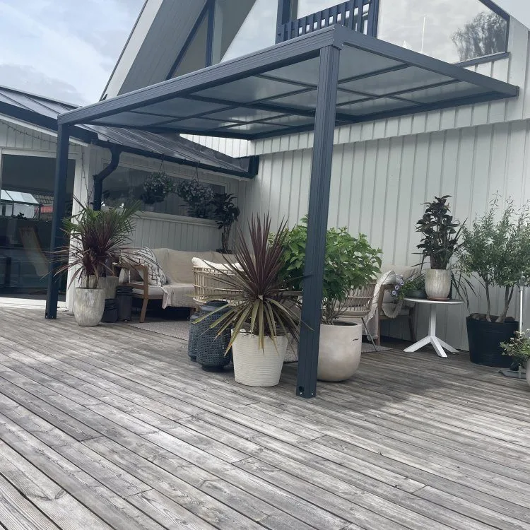 Slide roof veranda 3,9 x 3m | Skjutbart altantak | Kanalplast / Aluminium - Antracit - Trädgård & spabad - Utemiljö - Altan & terrass - Inglasad altan