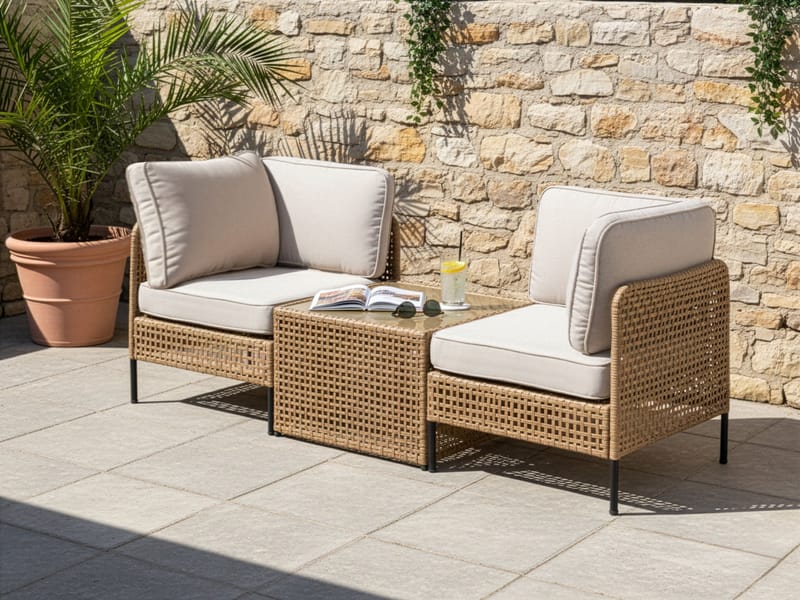 Soffa utomhus med Bord 2-Sits Omegana Konstrotting - Beige/Svart - Trädgård & spabad - Utemiljö - Altan & terrass - Altanmöbler
