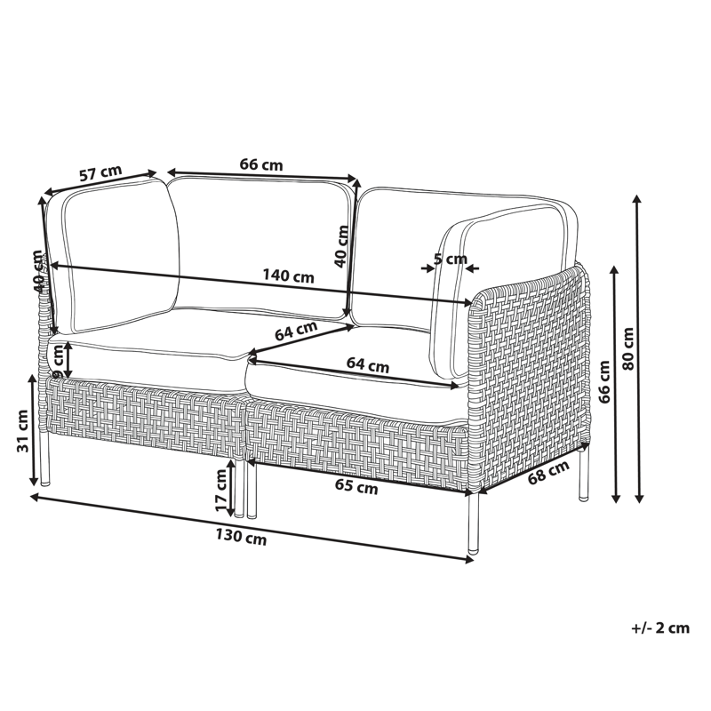 Soffa utomhus med Bord 2-Sits Omegana Konstrotting - Beige/Svart - Trädgård & spabad - Utemiljö - Altan & terrass - Altanmöbler
