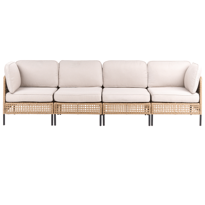 Soffa utomhus med Bord 4-Sits Omegana Modulär Konstrotting - Beige/Svart - Trädgård & spabad - Utemiljö - Altan & terrass - Altanmöbler