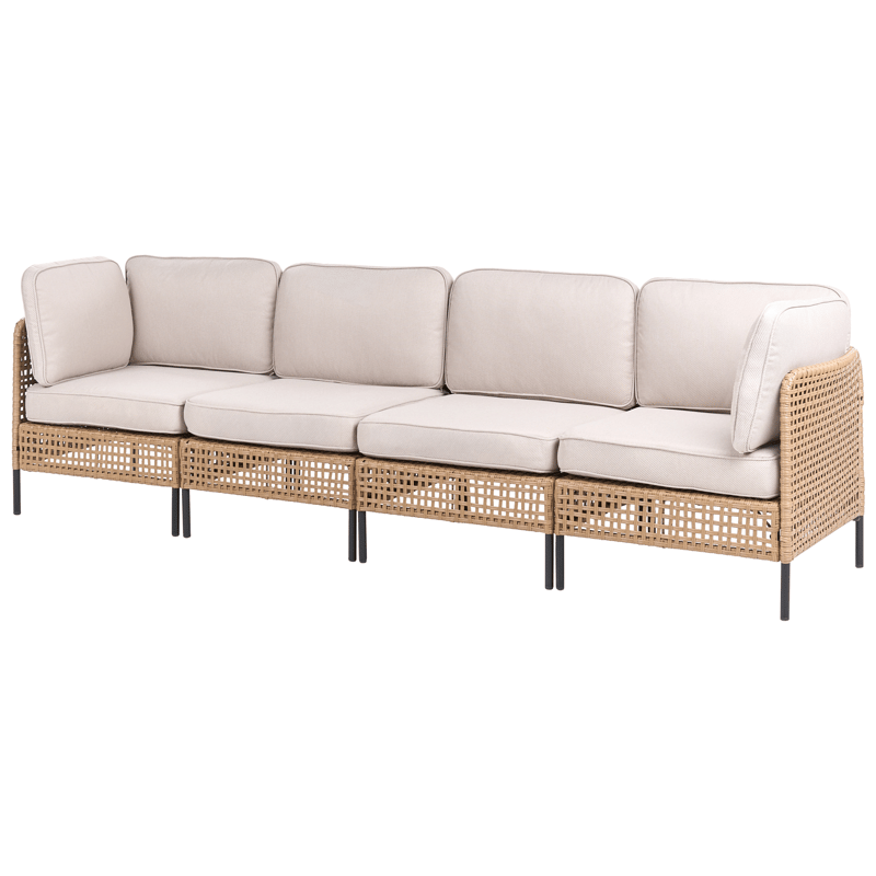 Soffa utomhus med Bord 4-Sits Omegana Modulär Konstrotting - Beige/Svart - Trädgård & spabad - Utemiljö - Altan & terrass - Altanmöbler