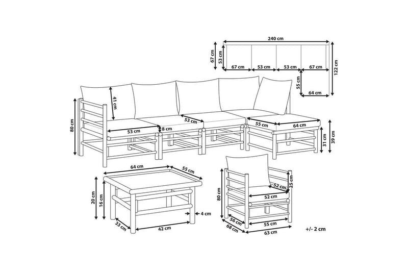 Soffgrupp Cerreto Beige/ljust trä - Beige/ljust trä - Trädgård & spabad - Utemiljö - Altan & terrass - Altanmöbler