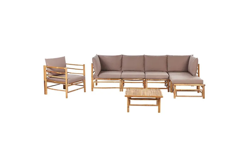 Soffgrupp Cerreto Beige/ljust trä, Beige/ljust trä