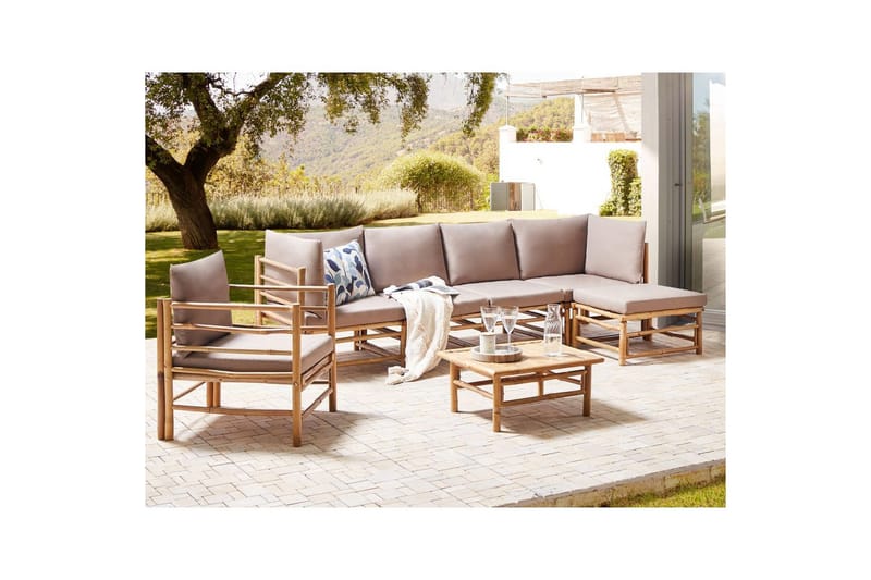 Soffgrupp Cerreto Beige/ljust trä - Beige/ljust trä - Trädgård & spabad - Utemiljö - Altan & terrass - Altanmöbler