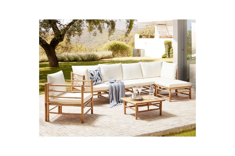Soffgrupp Cerreto Vit/ljust trä - Vit/ljust trä - Trädgård & spabad - Utemiljö - Altan & terrass - Altanmöbler