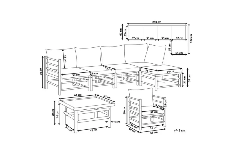 Soffgrupp Cerreto Vit/ljust trä - Vit/ljust trä - Trädgård & spabad - Utemiljö - Altan & terrass - Altanmöbler