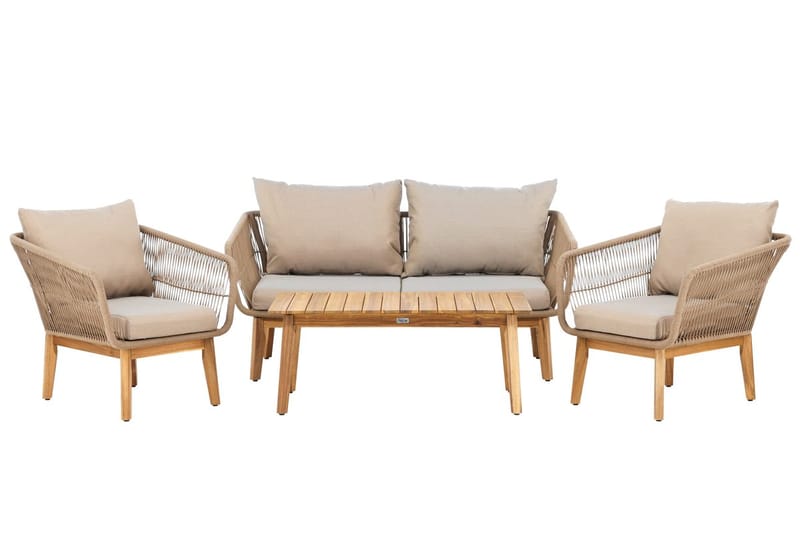 Soffgrupp Chania 2-sits Soffa + 2 Fåtöljer med bord Utomhus - Brun - Trädgård & spabad - Utemiljö - Altan & terrass - Altanmöbler