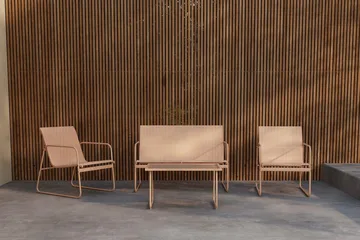 Soffgrupp Scopello 2-sits Soffa + 2 Fåtöljer med bord Utomhus - Beige - Utemöbler - Loungemöbler - Soffgrupp utomhus