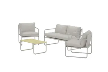 Soffgrupp Thassos 2-sits Soffa + 2 Fåtöljer med bord Utomhus - Beige - Utemöbler - Loungemöbler - Soffgrupp utomhus