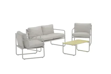 Soffgrupp Thassos 2-sits Soffa + 2 Fåtöljer med bord Utomhus - Beige - Utemöbler - Loungemöbler - Soffgrupp utomhus