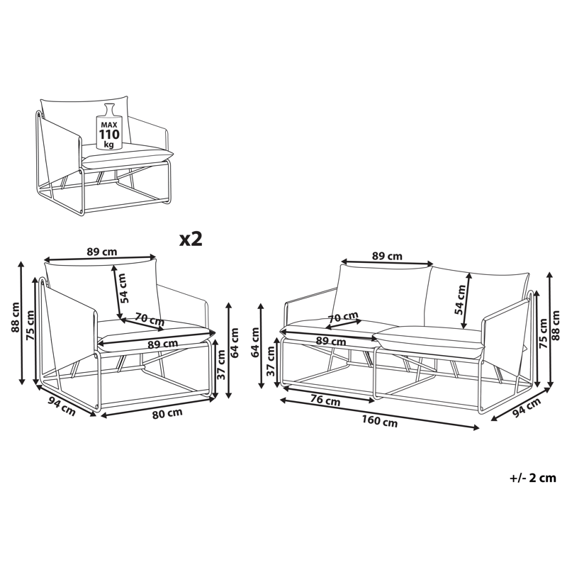 Soffgrupp utomhus 4-Sits Ponte - Grå - Trädgård & spabad - Utemiljö - Altan & terrass - Altanmöbler