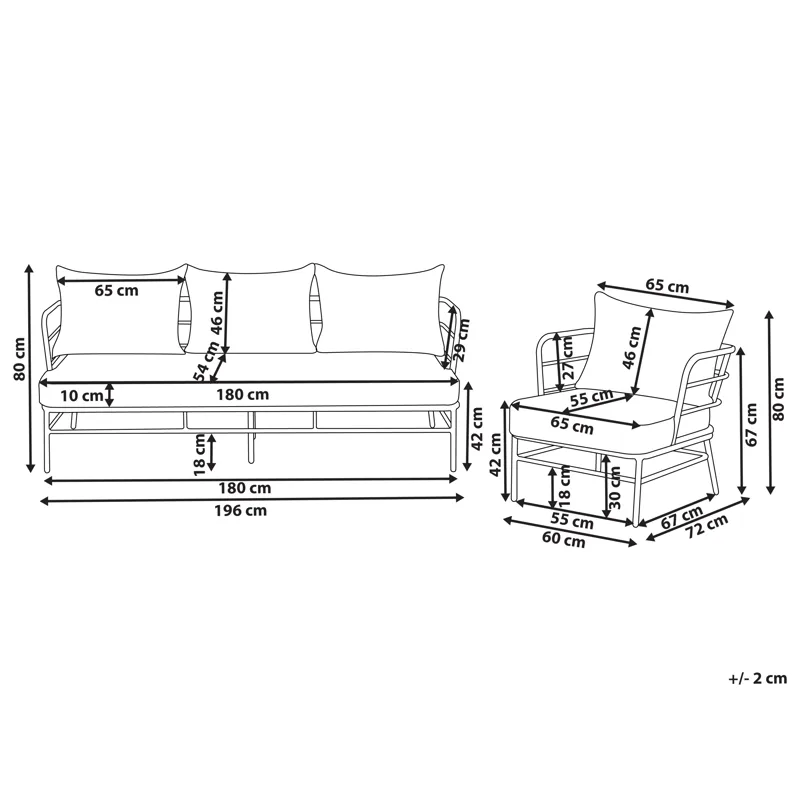 Soffgrupp utomhus 5-Sits Ponzone - Beige/Svart - Trädgård & spabad - Utemiljö - Altan & terrass - Altanmöbler