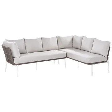 Soffgrupp utomhus 7-Sits Robella med Bord - Beige/Vit/Brun - Utemöbler - Loungemöbler - Soffgrupp utomhus
