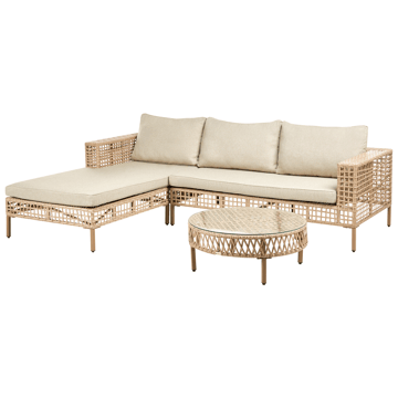 Soffgrupp utomhus med Bord 4-Sits Calasetta Högervänd Konstrotting - Beige - Utemöbler - Loungemöbler - Soffgrupp utomhus
