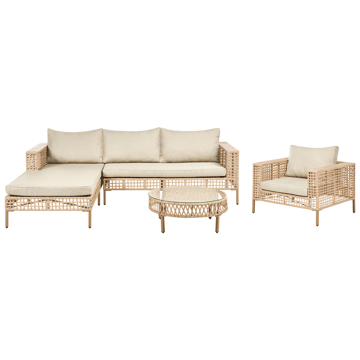 Soffgrupp utomhus med Bord 4-Sits Calasetta Högervänd Konstrotting - Beige - Utemöbler - Loungemöbler - Soffgrupp utomhus