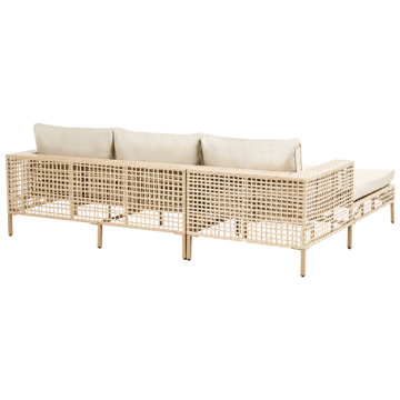 Soffgrupp utomhus med Bord 4-Sits Calasetta Högervänd Konstrotting - Beige - Utemöbler - Loungemöbler - Soffgrupp utomhus