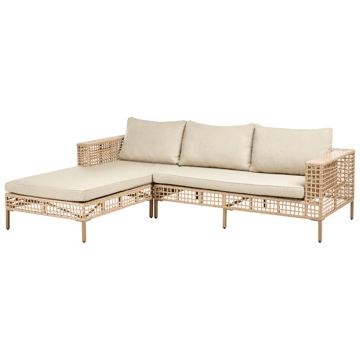 Soffgrupp utomhus med Bord 4-Sits Calasetta Högervänd Konstrotting - Beige - Utemöbler - Loungemöbler - Soffgrupp utomhus