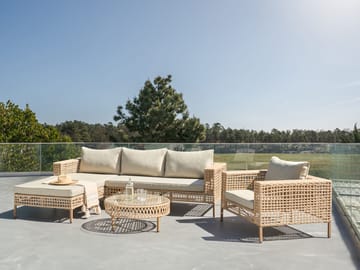 Soffgrupp utomhus med Bord 4-Sits Calasetta Högervänd Konstrotting - Beige - Utemöbler - Loungemöbler - Soffgrupp utomhus