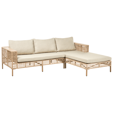 Soffgrupp utomhus med Bord 4-Sits Calasetta Vänstervänd Konstrotting - Beige - Utemöbler - Loungemöbler - Soffgrupp utomhus
