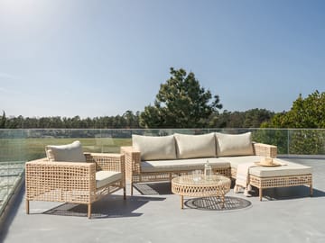 Soffgrupp utomhus med Bord 4-Sits Calasetta Vänstervänd Konstrotting - Beige - Utemöbler - Loungemöbler - Soffgrupp utomhus