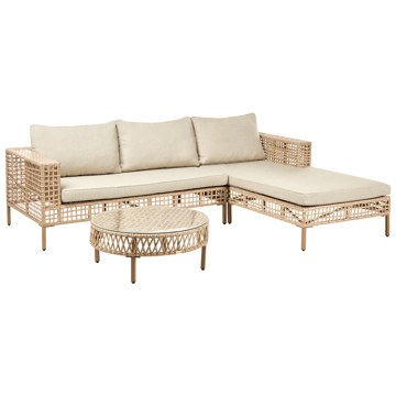 Soffgrupp utomhus med Bord 4-Sits Calasetta Vänstervänd Konstrotting - Beige - Utemöbler - Loungemöbler - Soffgrupp utomhus