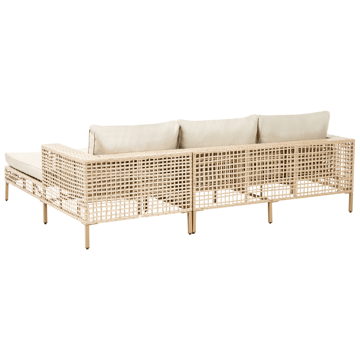 Soffgrupp utomhus med Bord 4-Sits Calasetta Vänstervänd Konstrotting - Beige - Utemöbler - Loungemöbler - Soffgrupp utomhus