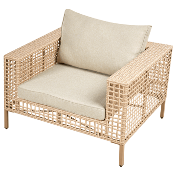 Soffgrupp utomhus med Bord 4-Sits Calasetta Vänstervänd Konstrotting - Beige - Utemöbler - Loungemöbler - Soffgrupp utomhus