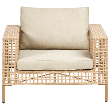 Soffgrupp utomhus med Bord 4-Sits Calasetta Vänstervänd Konstrotting - Beige - Utemöbler - Loungemöbler - Soffgrupp utomhus