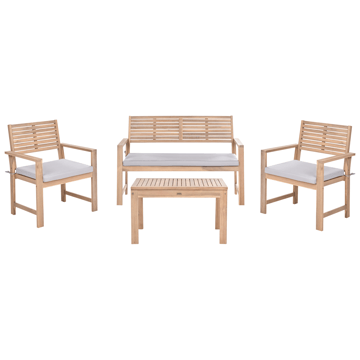 Soffgrupp utomhus med Bord 4-Sits Fiames Akaciaträ - Brun/Grå - Utemöbler - Loungemöbler - Soffgrupp utomhus