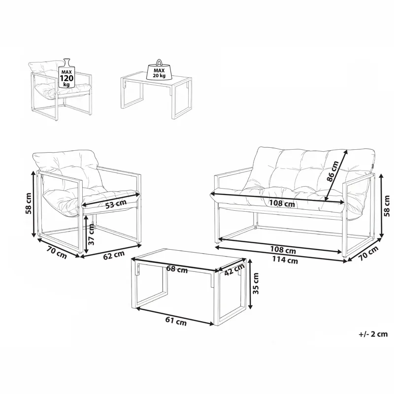 Soffgrupp utomhus med Bord 4-Sits Garda - Grön/Vit - Trädgård & spabad - Utemiljö - Altan & terrass - Altanmöbler