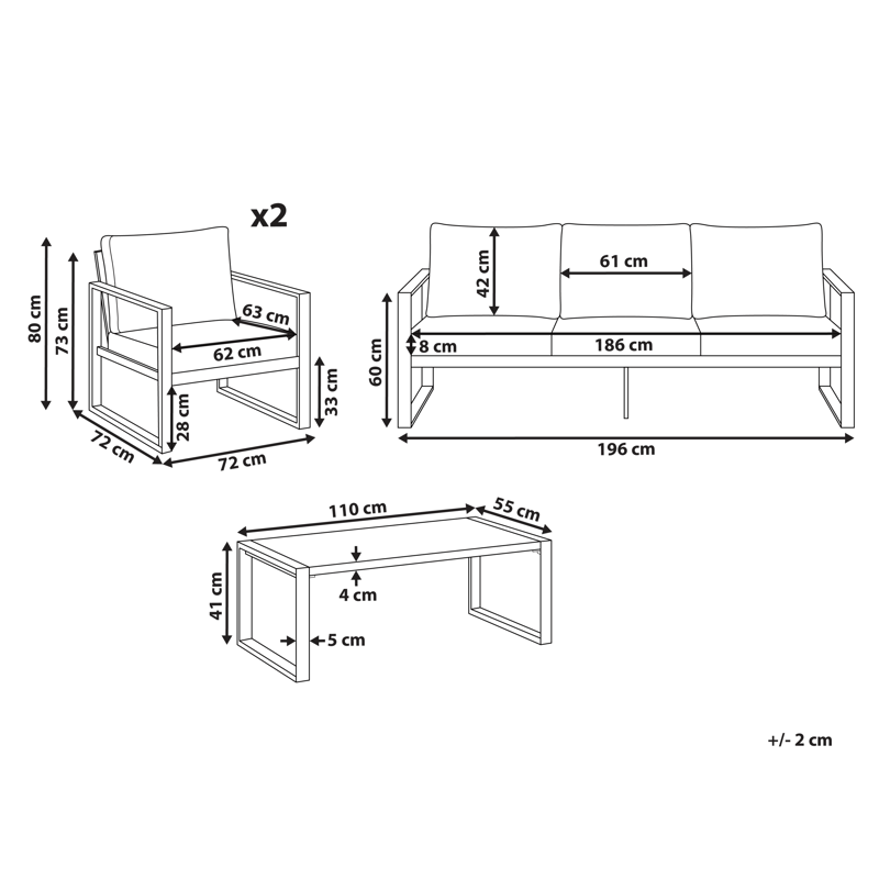 Soffgrupp utomhus med Bord 5-Sits Gelso - Grå/Brun - Trädgård & spabad - Utemiljö - Altan & terrass - Altanmöbler