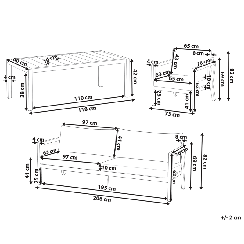 Soffgrupp utomhus med Bord 5-Sits Oneta - Brun/Beige - Trädgård & spabad - Utemiljö - Altan & terrass - Altanmöbler