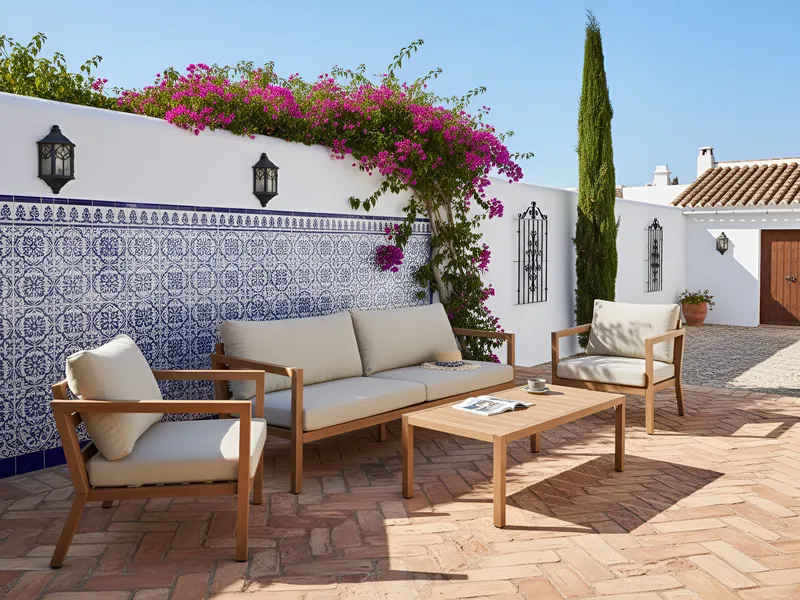 Soffgrupp utomhus med Bord 5-Sits Oneta - Brun/Beige - Trädgård & spabad - Utemiljö - Altan & terrass - Altanmöbler