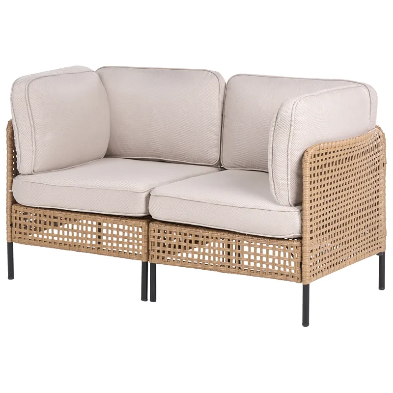 Soffgrupp utomhus med Bord 6-Sits Omegana Modulär Konstrotting - Beige/Svart - Trädgård & spabad - Utemiljö - Altan & terrass - Altanmöbler