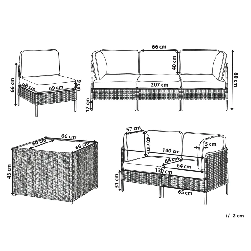 Soffgrupp utomhus med Bord 6-Sits Omegana Modulär Konstrotting - Beige/Svart - Trädgård & spabad - Utemiljö - Altan & terrass - Altanmöbler