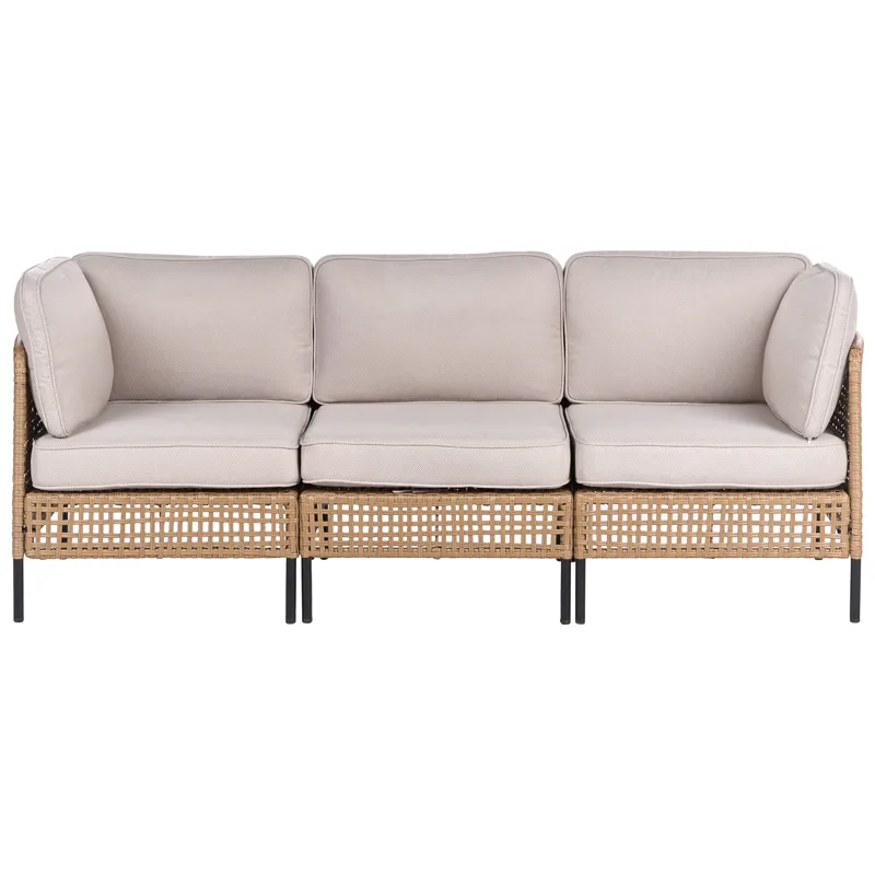 Soffgrupp utomhus med Bord 6-Sits Omegana Modulär Konstrotting - Beige/Svart - Trädgård & spabad - Utemiljö - Altan & terrass - Altanmöbler